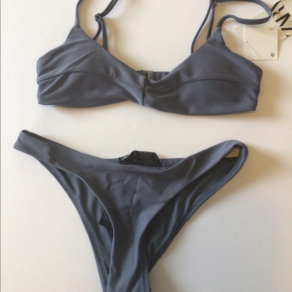 Zara Blue Gray Bikini Top Sz Small - Picture 5 of 5